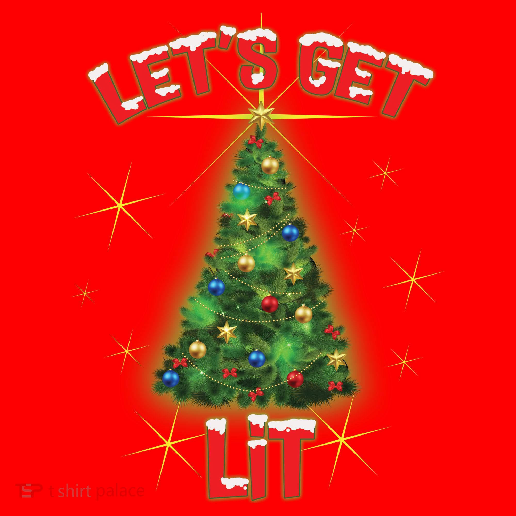 Let's Get Lit Christmas Tree Santa Hat