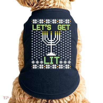 Let's Get Lit Funny Hanukkah Ugly Doggie Tank