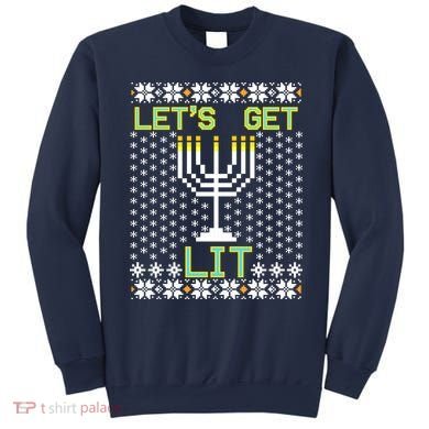 Let's Get Lit Funny Hanukkah Ugly Sweatshirt