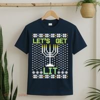 Let's Get Lit Funny Hanukkah Ugly T-Shirt thumb 2