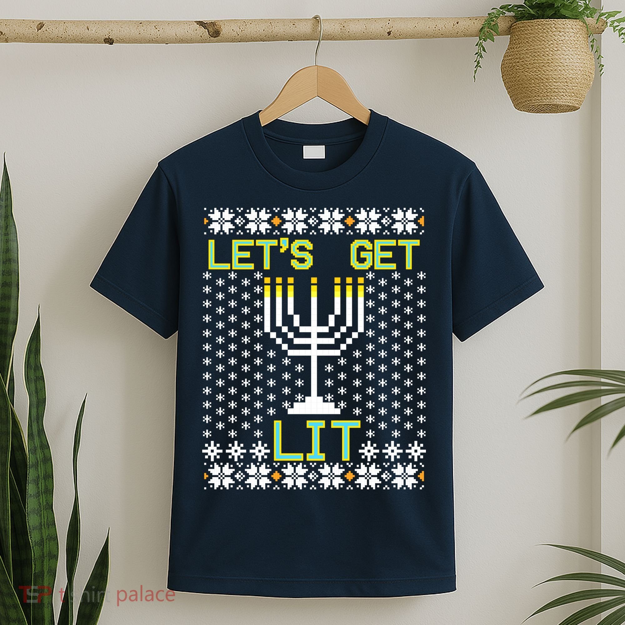 Let's Get Lit Funny Hanukkah Ugly T-Shirt