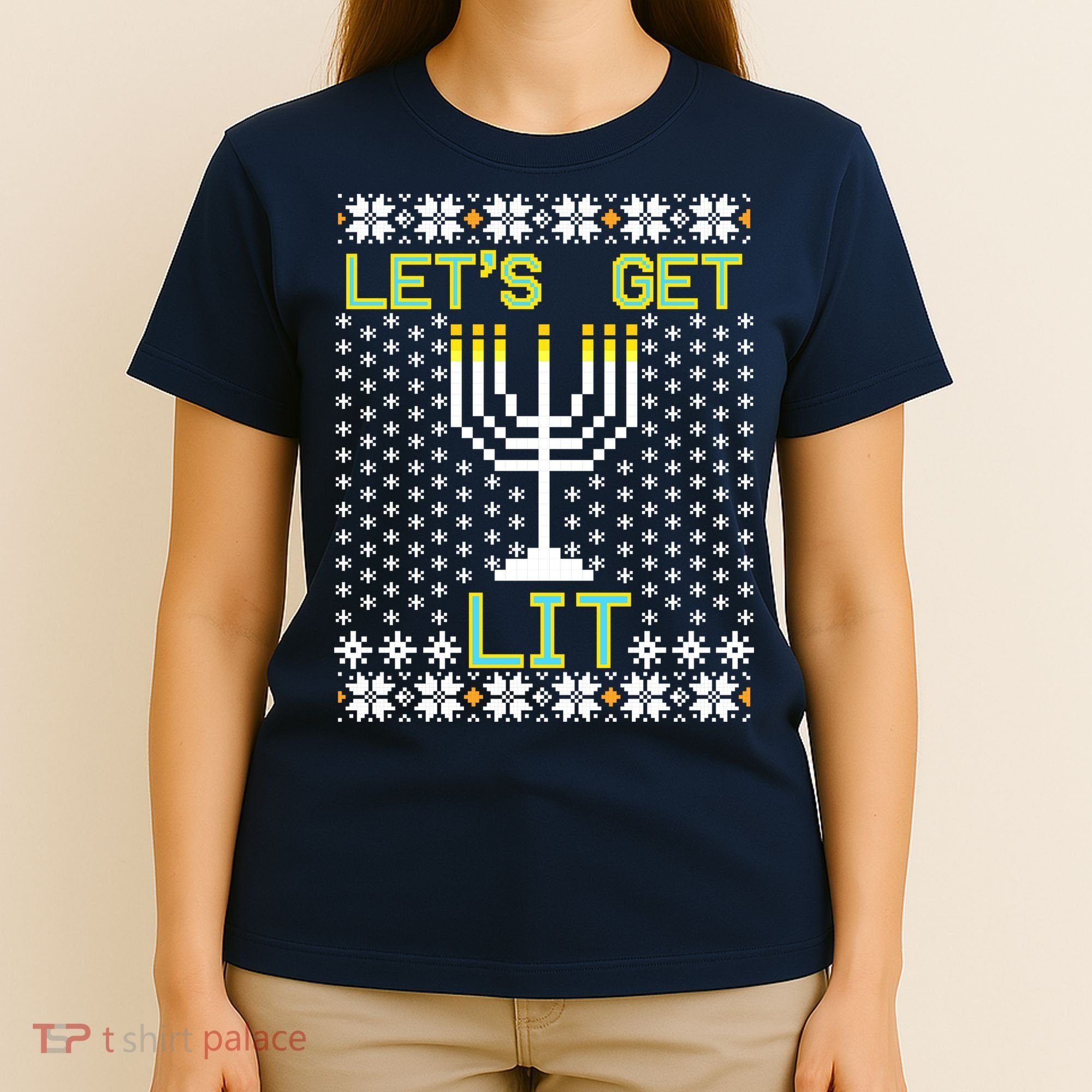 Let's Get Lit Funny Hanukkah Ugly T-Shirt