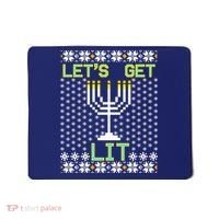 Let's Get Lit Funny Hanukkah Ugly Mousepad thumb 0