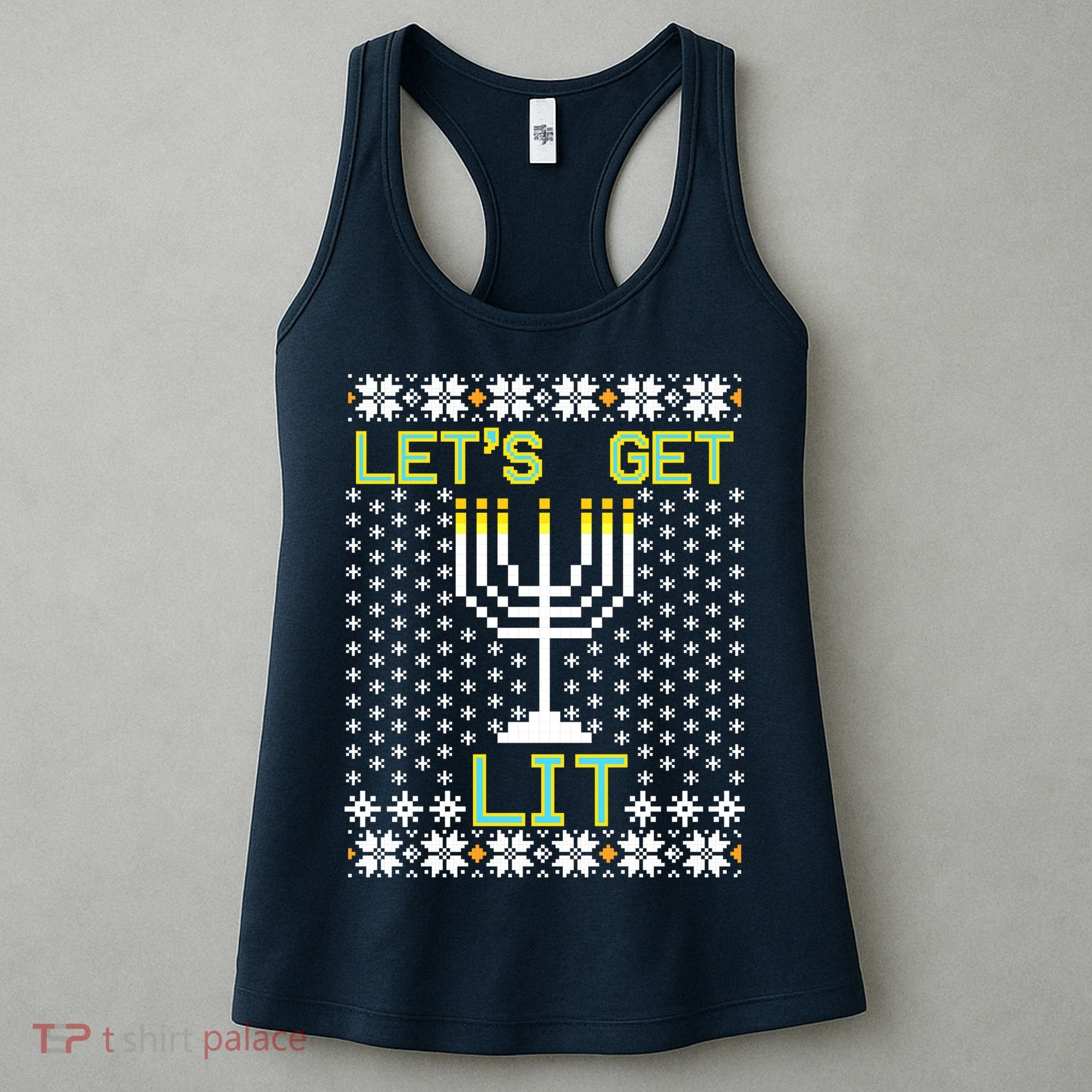 Let's Get Lit Funny Hanukkah Ugly Women's Tank Top