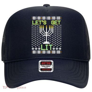 Let's Get Lit Funny Hanukkah Ugly Hat