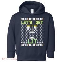 Let's Get Lit Funny Hanukkah Ugly Toddler Hoodie thumb 0