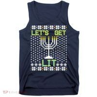 Let's Get Lit Funny Hanukkah Ugly Tank Top thumb 0