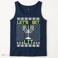 Let's Get Lit Funny Hanukkah Ugly Tank Top thumb 2
