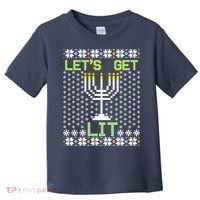 Let's Get Lit Funny Hanukkah Ugly Toddler T-Shirt thumb 0