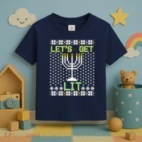 Let's Get Lit Funny Hanukkah Ugly Toddler T-Shirt thumb 3