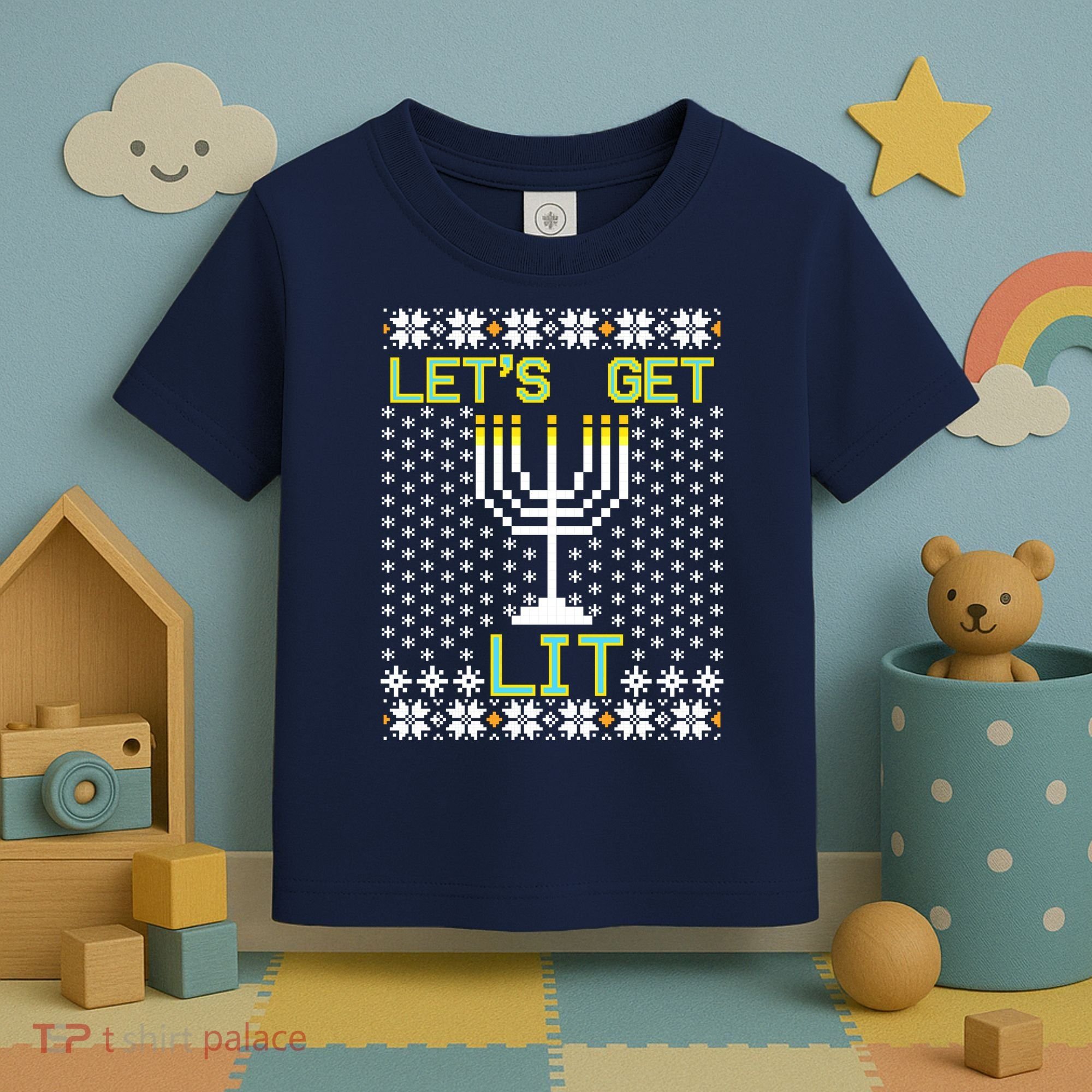 Let's Get Lit Funny Hanukkah Ugly Toddler T-Shirt
