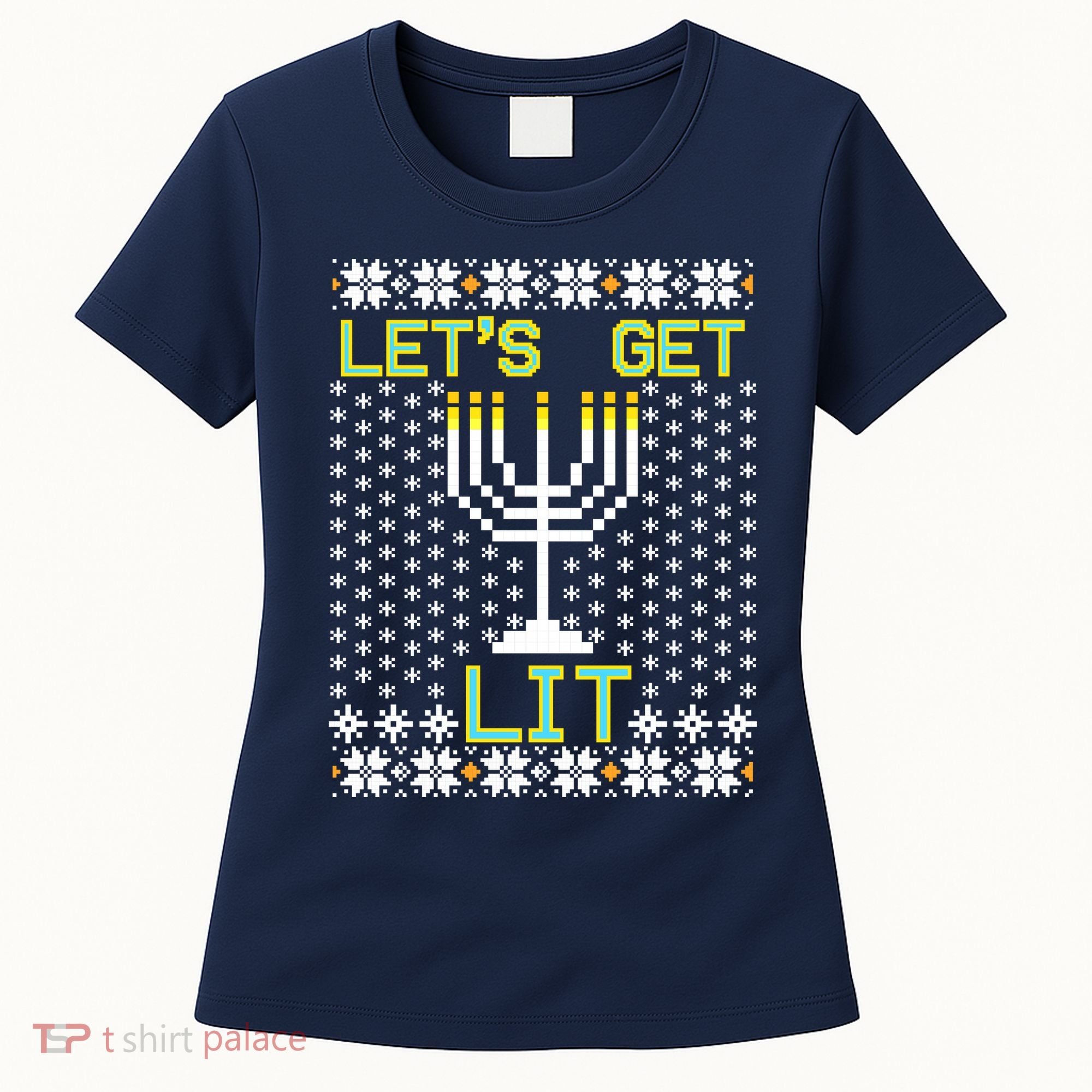 Let's Get Lit Funny Hanukkah Ugly Women's T-Shirt