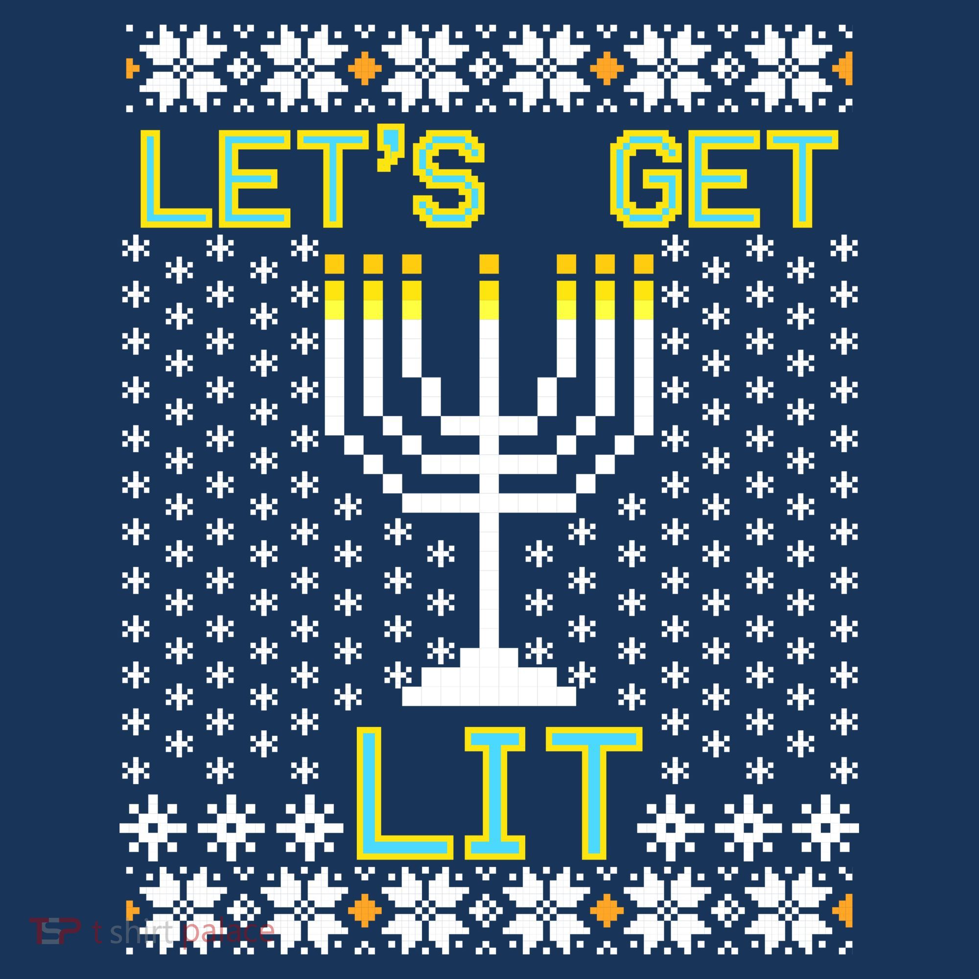 Let's Get Lit Funny Hanukkah Ugly Kids Long Sleeve Shirt