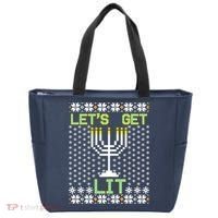 Let's Get Lit Funny Hanukkah Ugly Tote Bag thumb 0