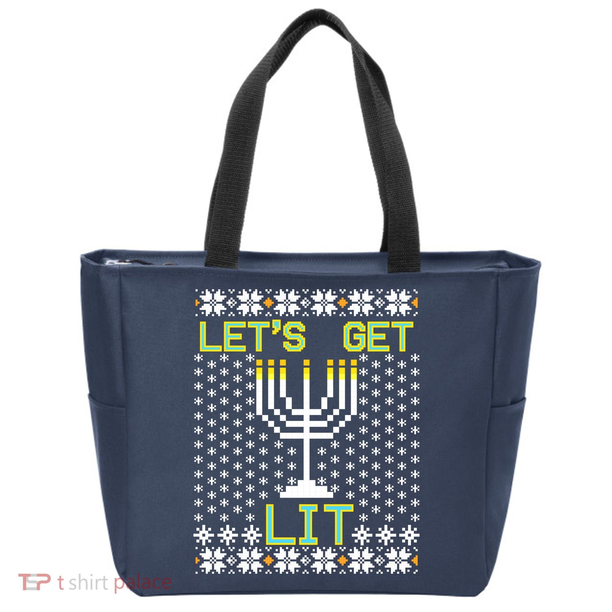 Let's Get Lit Funny Hanukkah Ugly Tote Bag