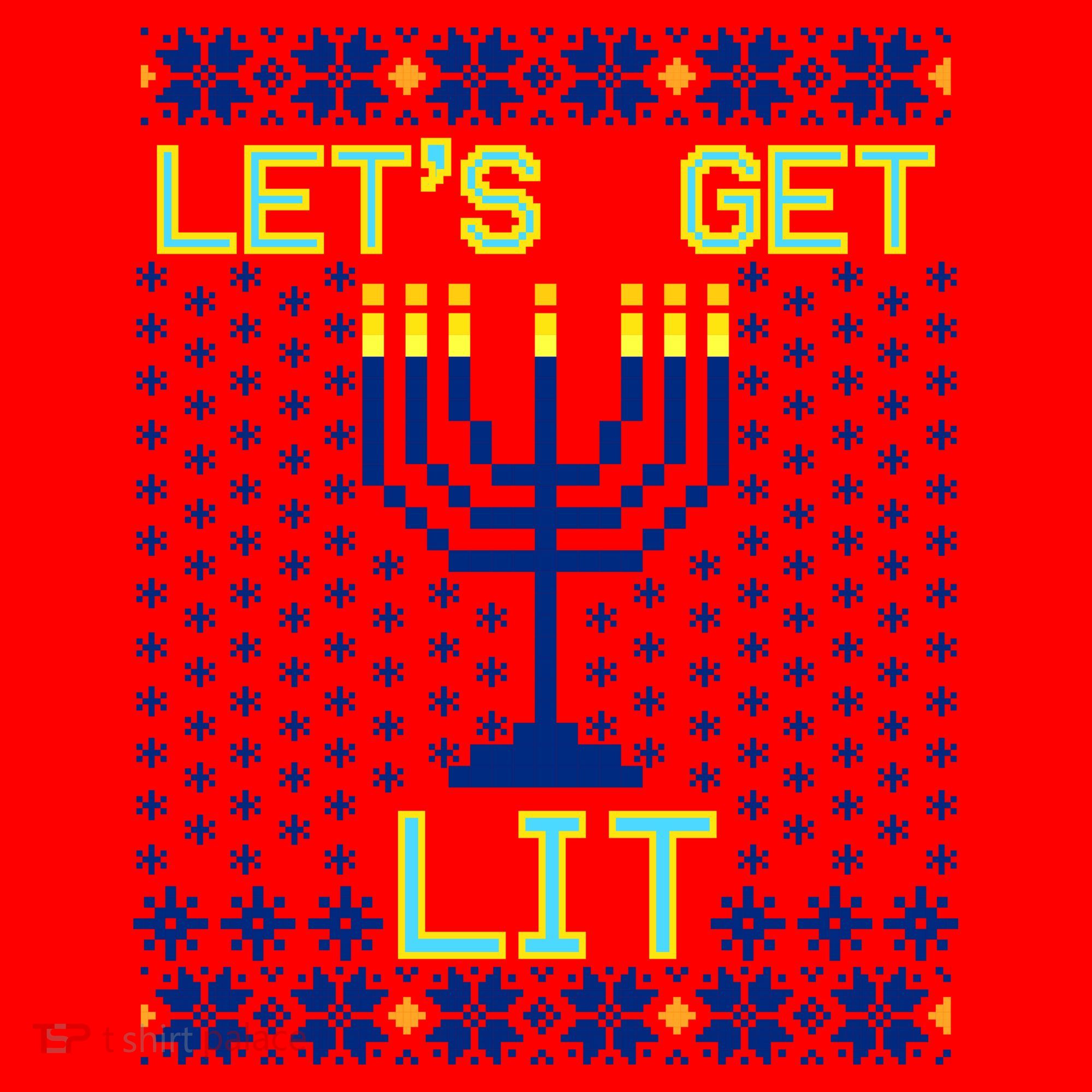 Let's Get Lit Funny Hanukkah Ugly Santa Hat