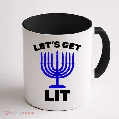Let's Get Lit Hanukkah Coffee Mug back