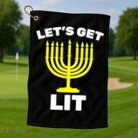 Let's Get Lit Hanukkah Golf Towel thumb 1