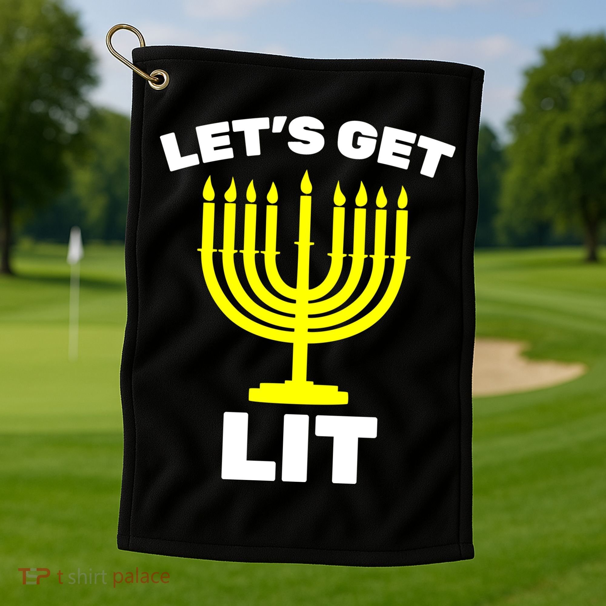 Let's Get Lit Hanukkah Golf Towel