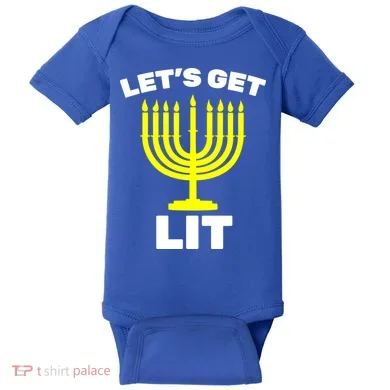 Let's Get Lit Hanukkah Baby Bodysuit