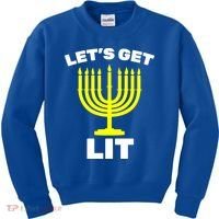 Let's Get Lit Hanukkah Kids Sweatshirt thumb 0