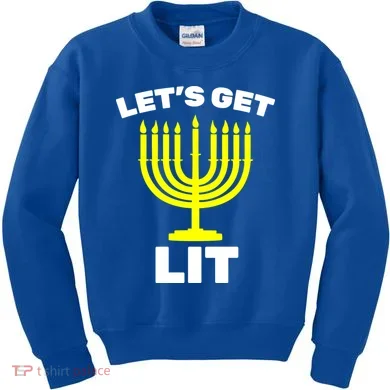 Let's Get Lit Hanukkah Kids Sweatshirt