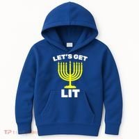 Let's Get Lit Hanukkah Kids Hoodie thumb 0
