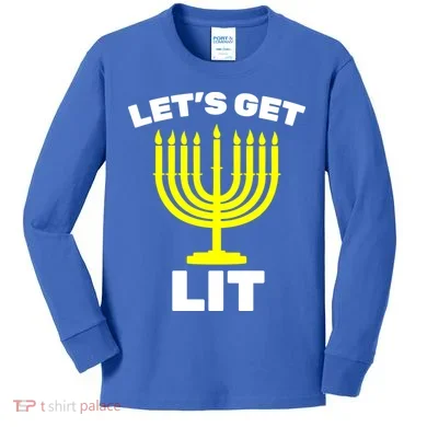 Let's Get Lit Hanukkah Kids Long Sleeve Shirt
