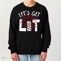 Let's Get Lit Memorial Day 4th of July Fireworks Women's Sweatshirt thumb 0
