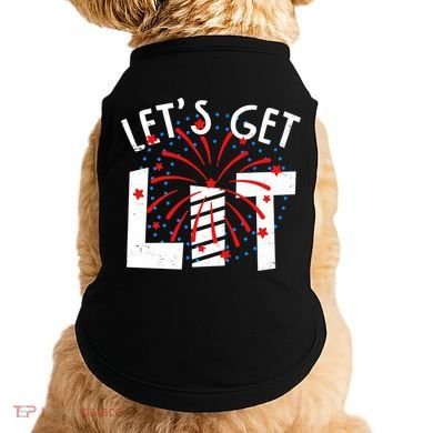 Let's Get Lit Memorial Day 4th of July Fireworks Doggie Tank