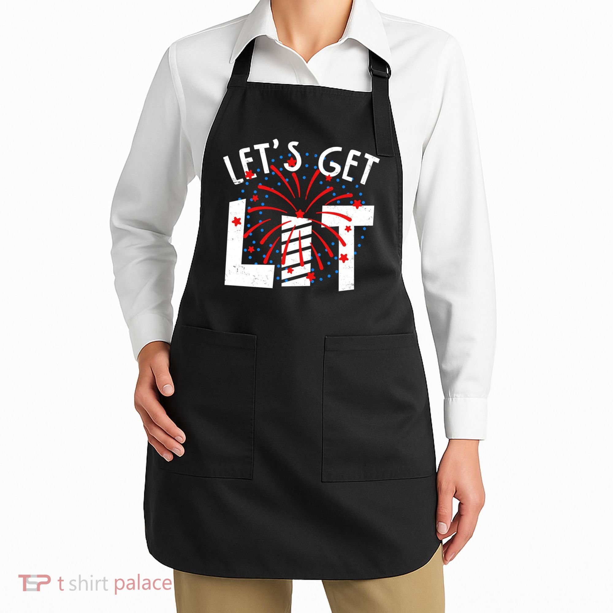 Let's Get Lit Memorial Day 4th of July Fireworks Apron