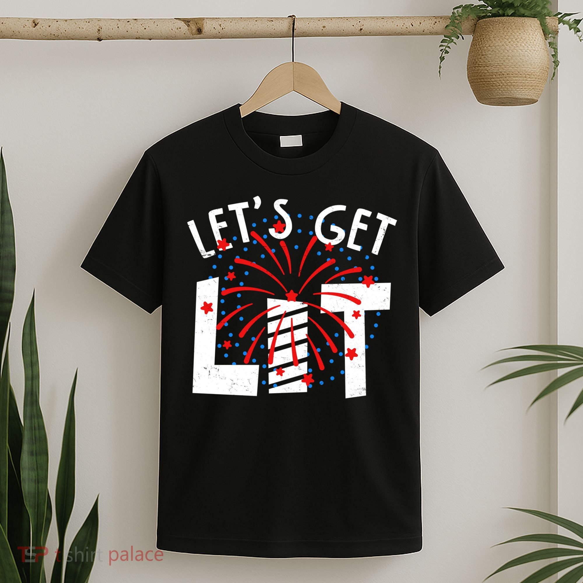 Let's Get Lit Memorial Day 4th of July Fireworks T-Shirt