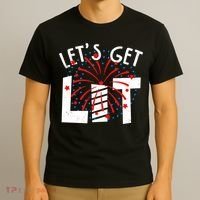 Let's Get Lit Memorial Day 4th of July Fireworks T-Shirt thumb 3