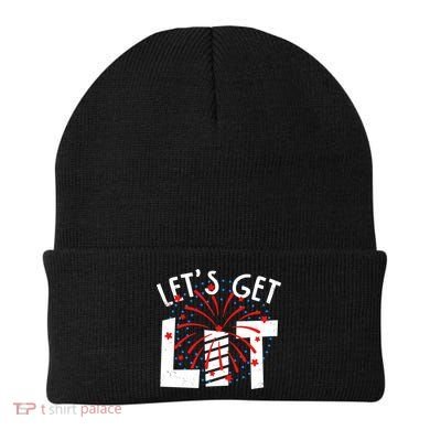 Let's Get Lit Memorial Day 4th of July Fireworks Beanie