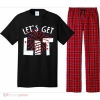 Let's Get Lit Memorial Day 4th of July Fireworks Pajama Set thumb 0
