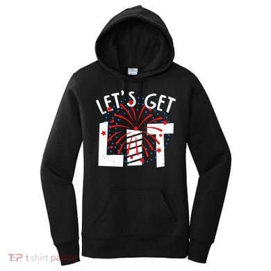 Let's Get Lit Memorial Day 4th of July Fireworks Women's Hoodie