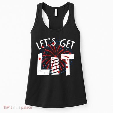 Let's Get Lit Memorial Day 4th of July Fireworks Women's Tank Top