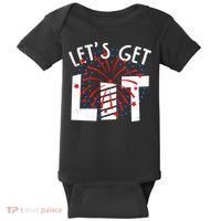 Let's Get Lit Memorial Day 4th of July Fireworks Baby Bodysuit thumb 0