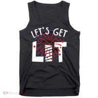 Let's Get Lit Memorial Day 4th of July Fireworks Tank Top thumb 0