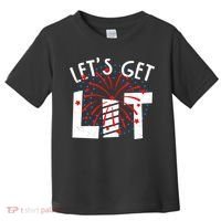 Let's Get Lit Memorial Day 4th of July Fireworks Toddler T-Shirt thumb 0