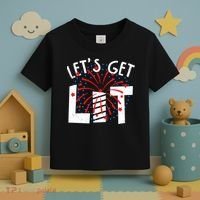 Let's Get Lit Memorial Day 4th of July Fireworks Toddler T-Shirt thumb 3