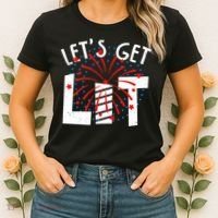 Let's Get Lit Memorial Day 4th of July Fireworks Women's T-Shirt thumb 2