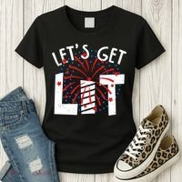 Let's Get Lit Memorial Day 4th of July Fireworks Women's T-Shirt thumb 3