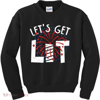 Let's Get Lit Memorial Day 4th of July Fireworks Kids Sweatshirt