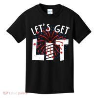 Let's Get Lit Memorial Day 4th of July Fireworks Kids T-Shirt thumb 0