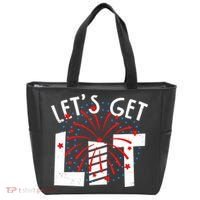 Let's Get Lit Memorial Day 4th of July Fireworks Tote Bag thumb 0