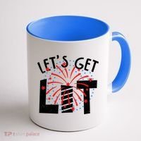 Let's Get Lit Memorial Day 4th of July Fireworks Coffee Mug thumb 1