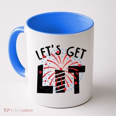 Let's Get Lit Memorial Day 4th of July Fireworks Coffee Mug