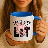 Let's Get Lit Memorial Day 4th of July Fireworks Coffee Mug thumb 3