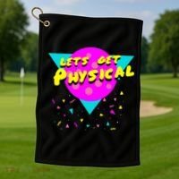 Lets Get Physical Retro 80s  Golf Towel thumb 1